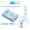Găng tay thực phẩm Nitrile Hygi, màu Trắng, 100 chiếc