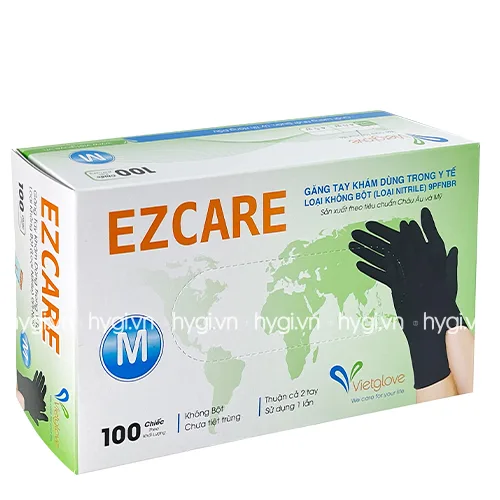 Găng tay cao su Ezcare Vietglove Disposable Nitrile Gloves 4.0gr, màu đen, 100 chiếc 1 Ezcare 2