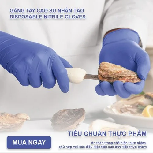 Găng Tay Cao Su Thực Phẩm Nitrile Vietglove, Không Bột, 3.0gr