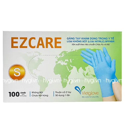 Găng tay khám Ezcare dùng trong y tế loại không bột (Loại nitrile) 9PFNBR