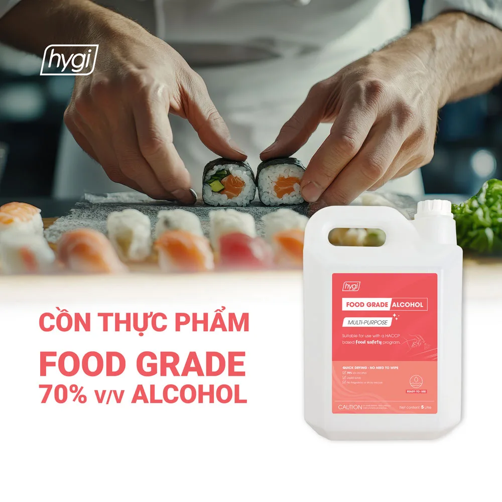 Cồn Thực Phẩm Hygi 70 độ Food Grade Alcohol, Can 5 Lít 2 Thumnail hygi food grade alcohol