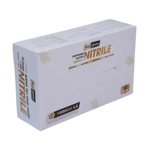 Găng tay thực phẩm nitrile Hygi Premium 4.5, màu xanh, 100 chiếc