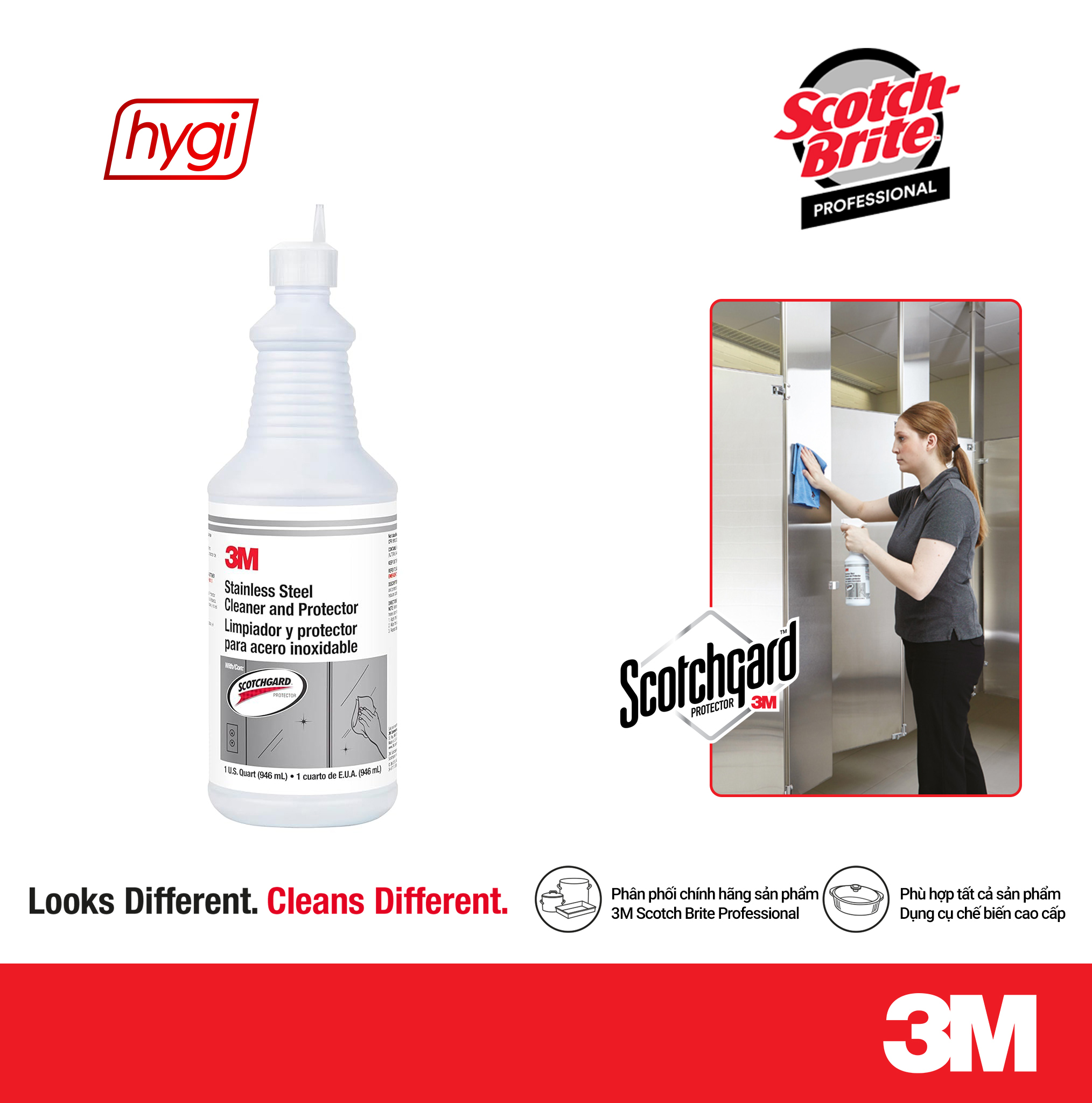 Chai Tẩy Làm Sạch Bảo Vệ Inox 3M Stainless Steel Cleaner and Protector Không màu, Không mùi, Dạng lỏng 1 Steel 01