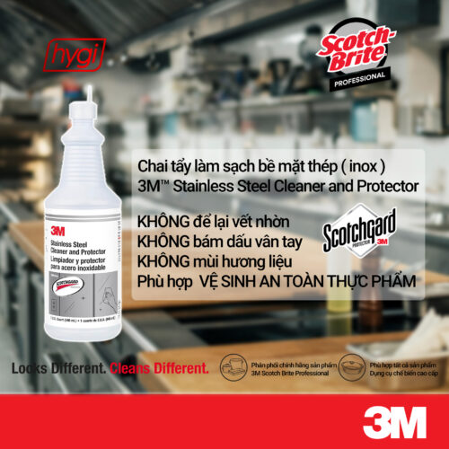 Chai Tẩy Làm Sạch Bảo Vệ Inox 3M Stainless Steel Cleaner and Protector Không màu, Không mùi, Dạng lỏng 7 Steel 02