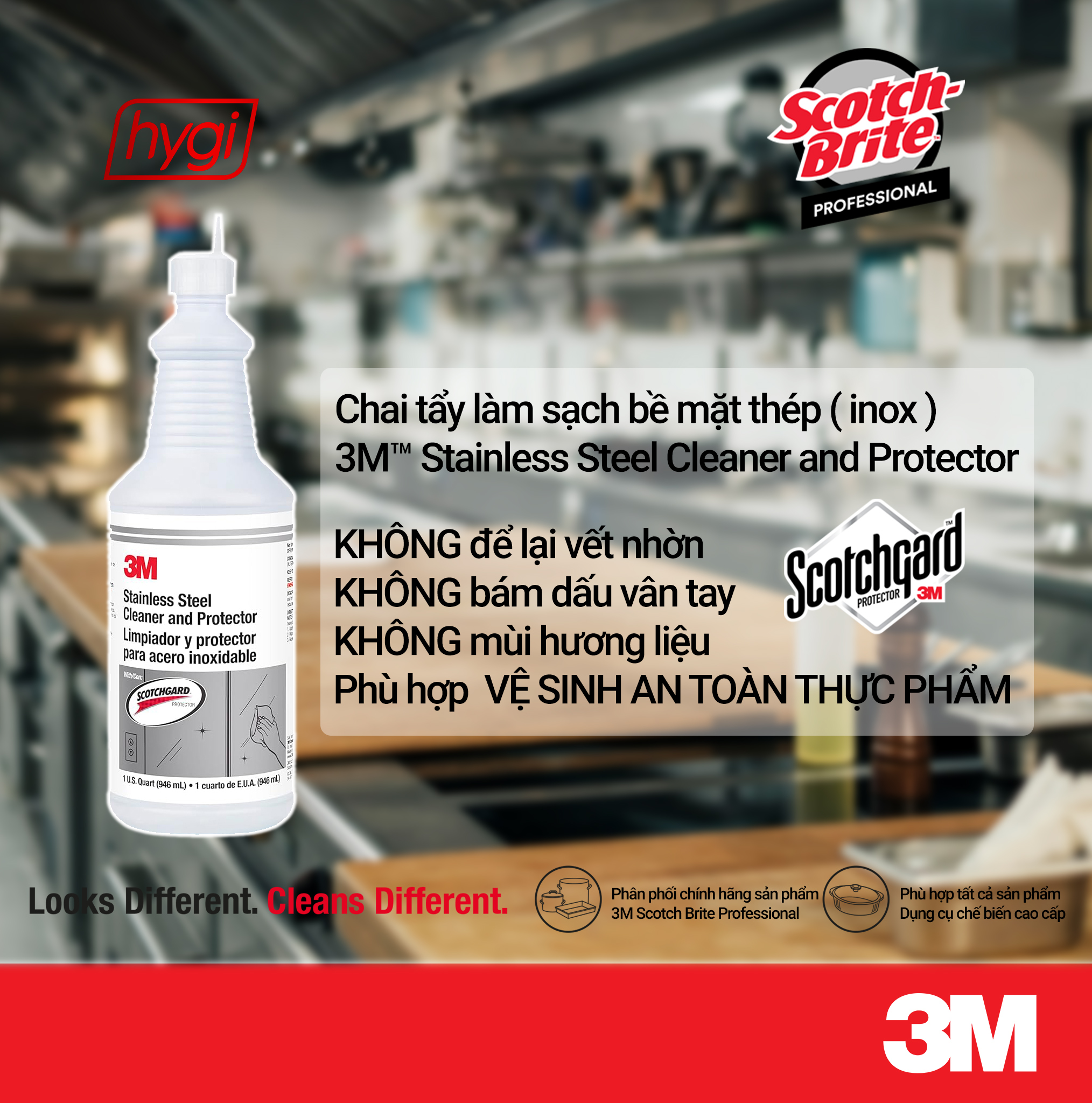 Chai Tẩy Làm Sạch Bảo Vệ Inox 3M Stainless Steel Cleaner and Protector Không màu, Không mùi, Dạng lỏng 2 Steel 02