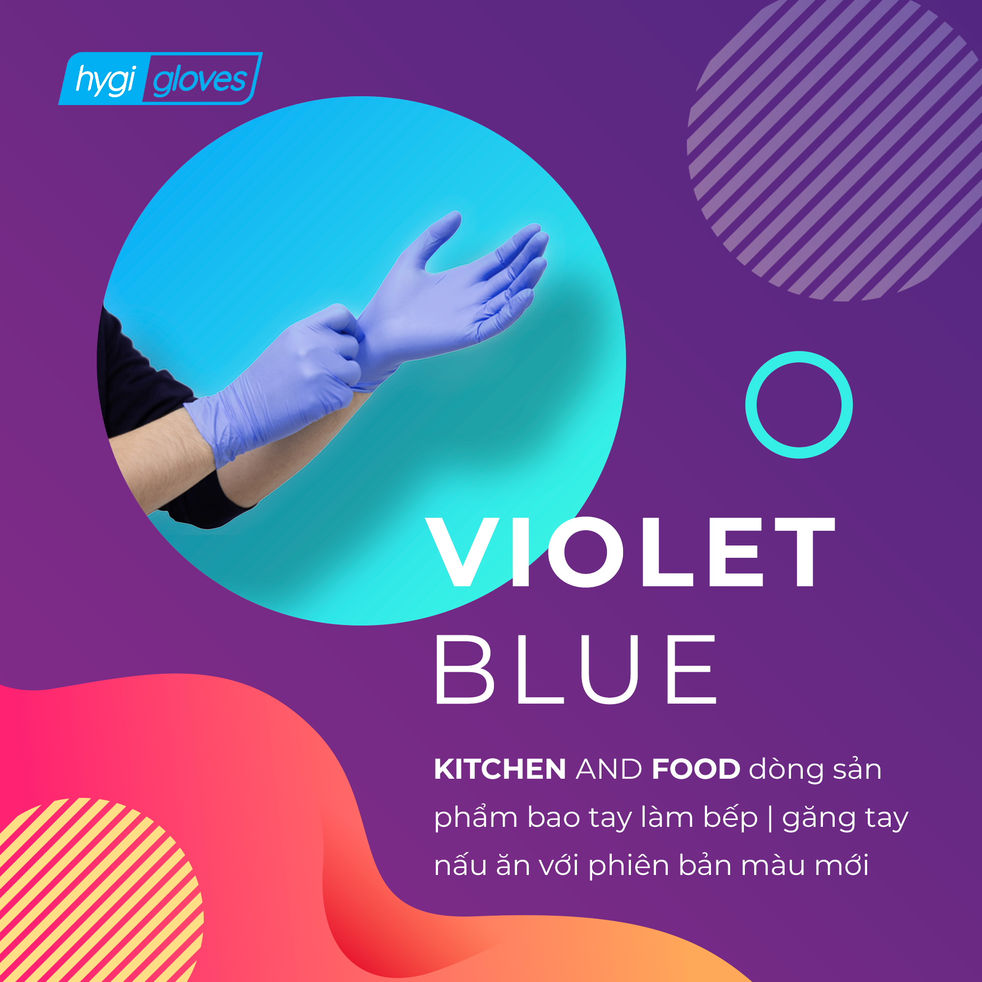 Găng tay thực phẩm Nitrile Hygi, màu xanh tím, 100 chiếc 1 HYGI40VI 03